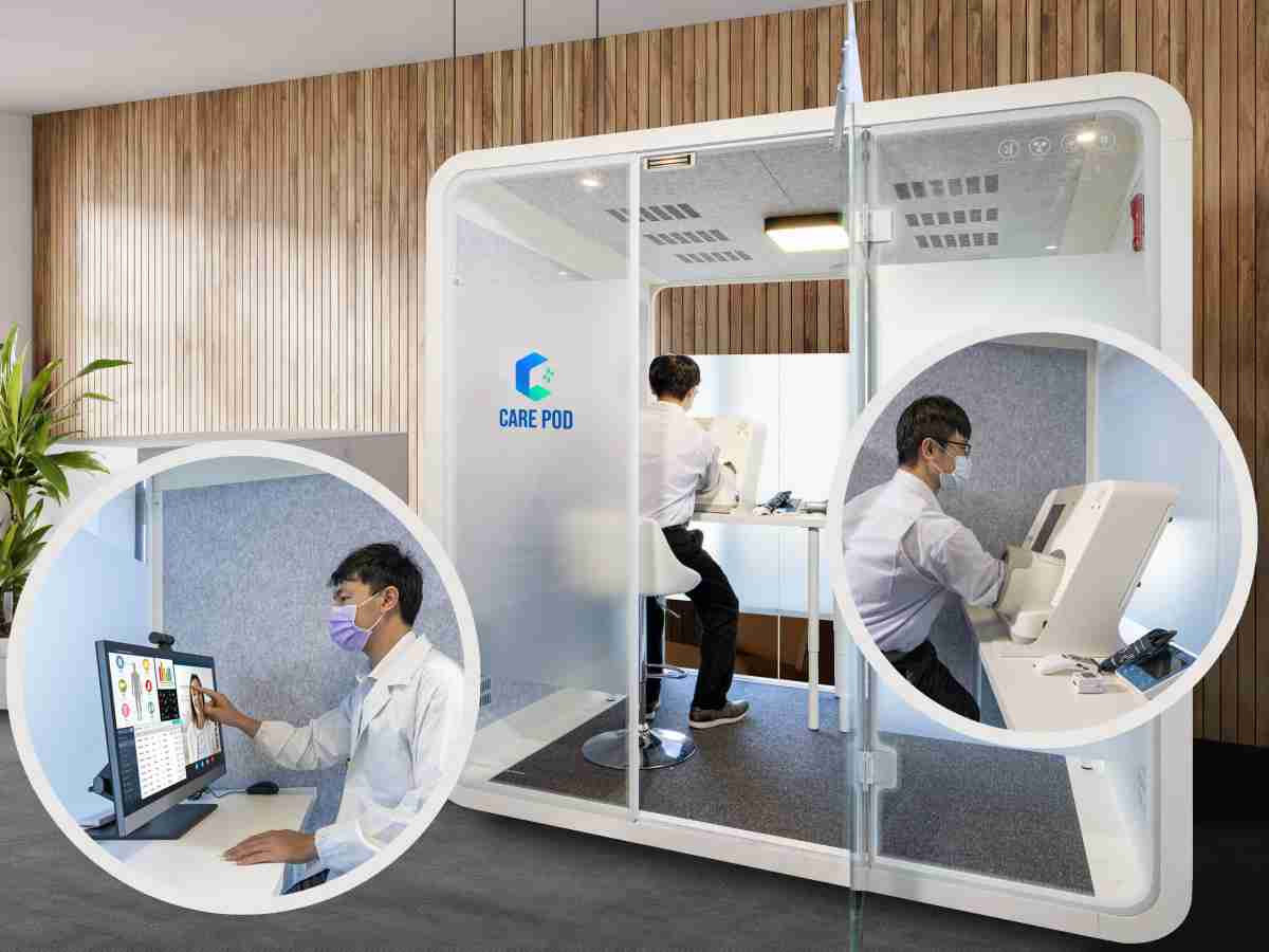 达擎于医疗科技展中展出＂远距诊疗舱＂，，以因应医疗数字化及社会高龄化趋势下、、、、复诊及慢性病患等族群对于远距看诊需求逐渐升高所推出的创新整合方案。。。多功能合一、、高隐私性的远距诊疗舱可根据病患端与医师端的不同需求，，，，提供弹性化及客制化功能，，节省医生和病患的精力及时间